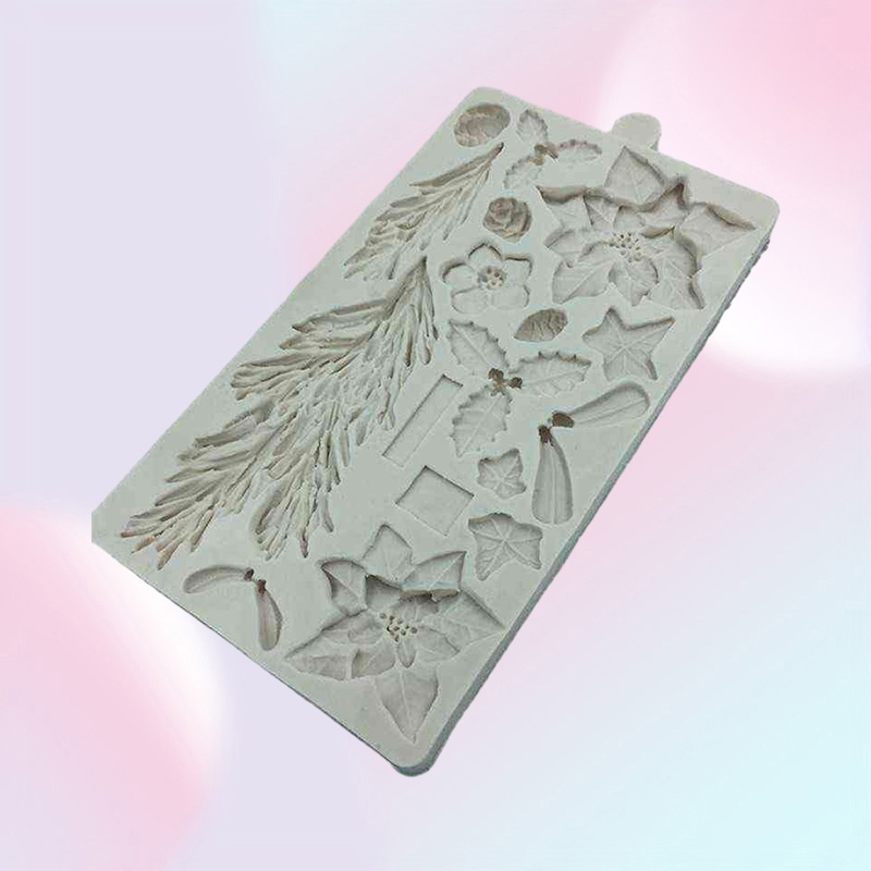 Cake Decorating Tools Fondant Mold Silicone Mold Christmas Flower Pine Branch Silicone Mold Kitchen Baking Tool K062 2201171941591