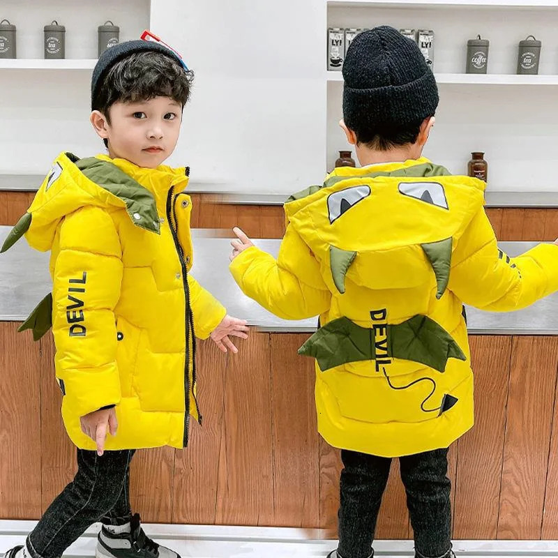 Down Cotton Clothes Long Jackets Winter Boys Girls Thick Warm Hooded Coats Kids Parka Snowsuit Waterproof Ski Outerwear 2-8Y 231226