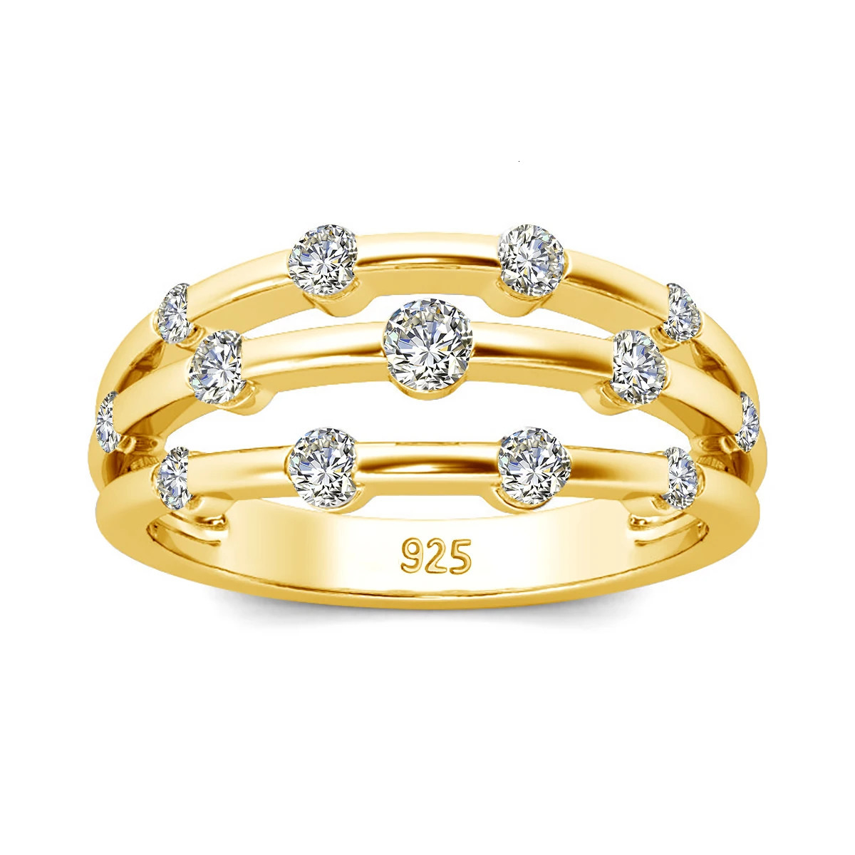 Certificated Rings For Women Solid 925 Sterling Silver Band Wedding Jewelry Gift For Girl Pass Diamond Test 231225