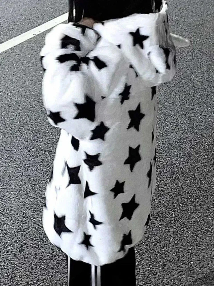 HOUZHOU Y2k Oversize Fluffy Cow Hoodies Lamb Down Milk Korean Fashion Kpop Streetwear Zip Up Hooded Sweatshirt Women 2023 Autumn 231225