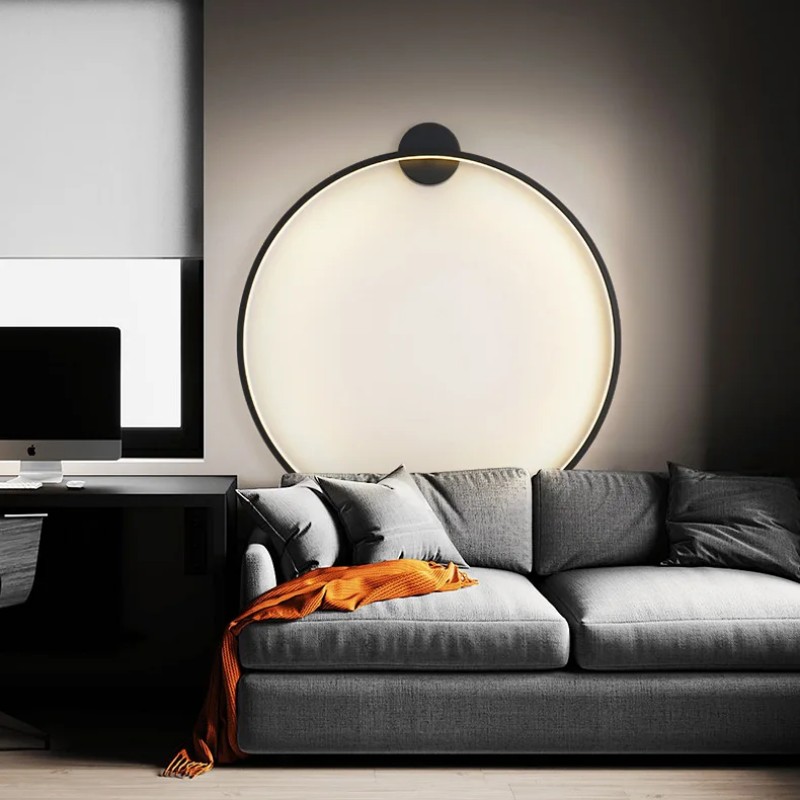 Modern LED Round Ring Wall Lamp Minimalist Personality Bedroom Bedside Sconce Living Room Sofa Home Interior Decorative Lighting
