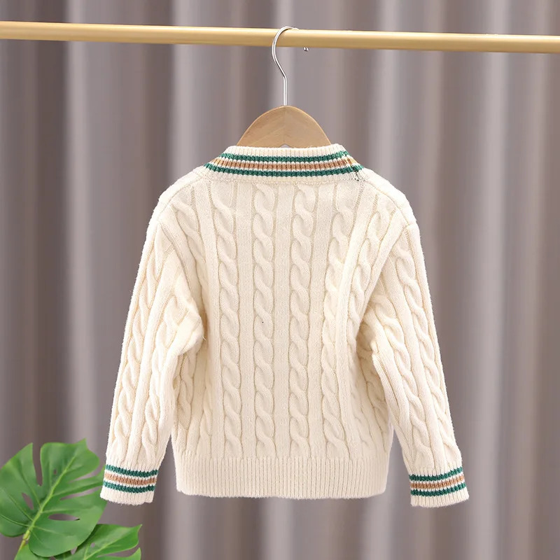 Kids Girls Sweaters Baby Boy Bear Patern Knitted Cardigan Autumn Winter Cotton Patchwork Top Children's Spring Coat Clothes 231226