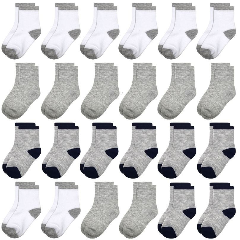 24 Pairs Boy Toddler Baby Crew Socks 1-14Years Old Soft breathable Socks For Toddlers kids Boys Girls 231225