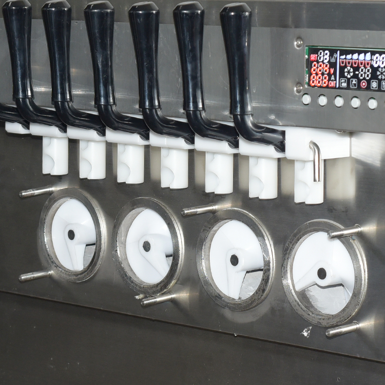 Kolice ETL Certificate Commercial 7 Flavors 4+3 Mixed Soft Serve ice Cream Machine Snack Food Machine, full transperant dispenser, upper tanks coolate