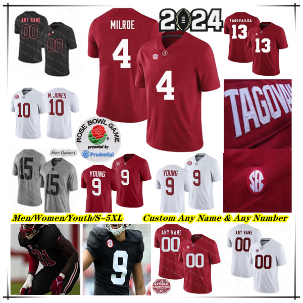 Alabama Crimson Tide College Football Jersey Chris Braswell Jalen Milroe Jase McClellan Roydell Williams Jermaine Burton Isaiah Bond Justin Eboigbe Campbell 5XL