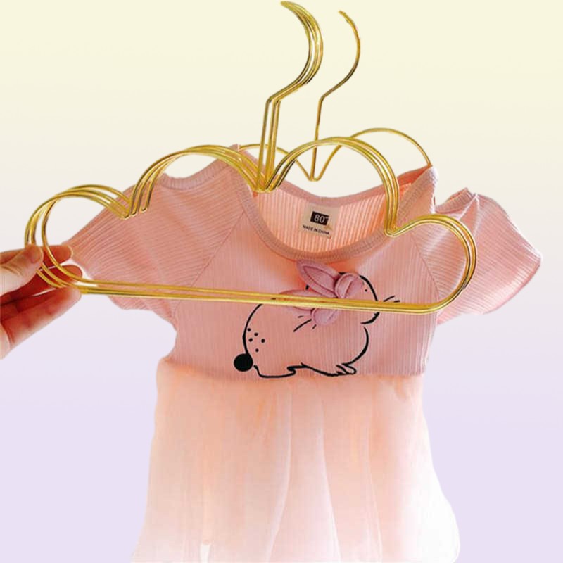 10pcs set Clothes Hanger for Baby Kid Gold Non Slip Metal Space Saving Cloud Shape Hanger Clothes Closet Storage Organizer Rack 29373009
