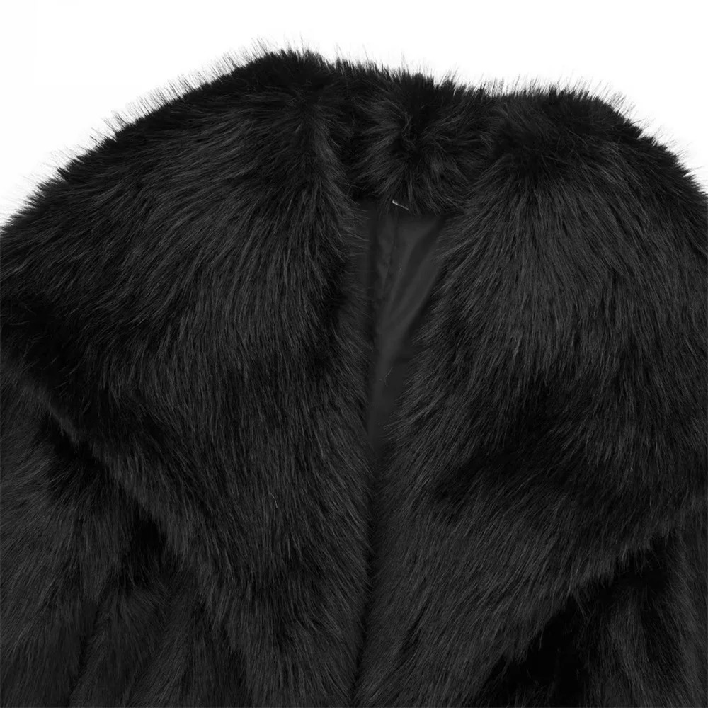 UNIZERA-Artificial Fur Effect Short Coat for Women Casual Loose Collar Thick and Warm Winter 231226