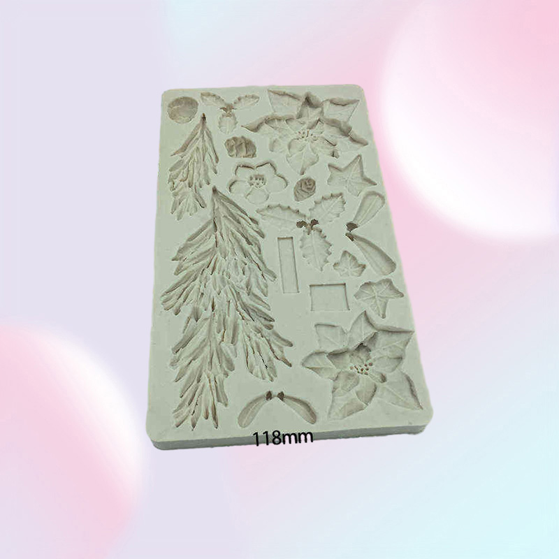 Cake Decorating Tools Fondant Mold Silicone Mold Christmas Flower Pine Branch Silicone Mold Kitchen Baking Tool K062 2201171941591