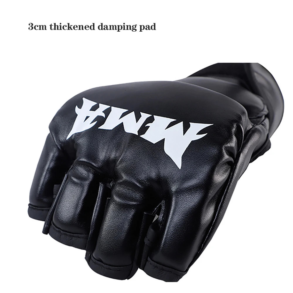 1Pair Thick Boxing Gloves MMA Gloves Half Finger Punching Bag Kickboxing Muay Thai Mitts Professional Boxing Training Equipment 231225