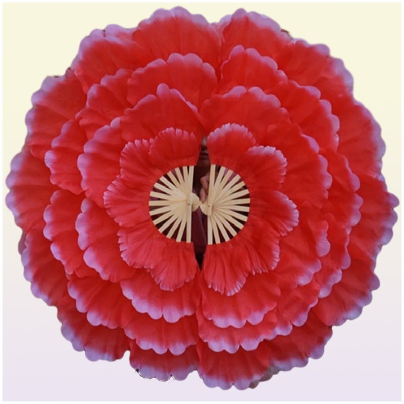 2pcsDancing Fan Peony Flower Dance Hand Square Performance Props Eventail a Main Abanico Para Boda De Mano 2205051321067