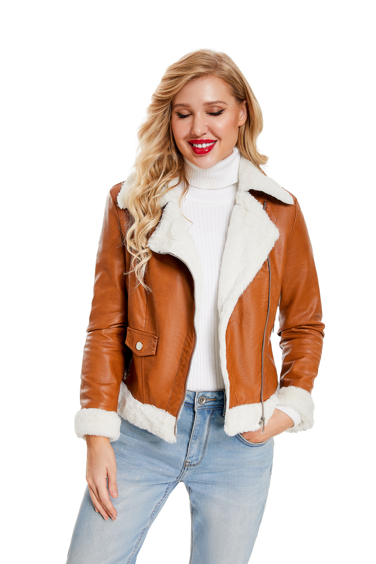 0C43M644 / 467M84 Women's Outerwear Faux Leather Coats Patina Distress High Rise Mirror Quality Customization Jackte