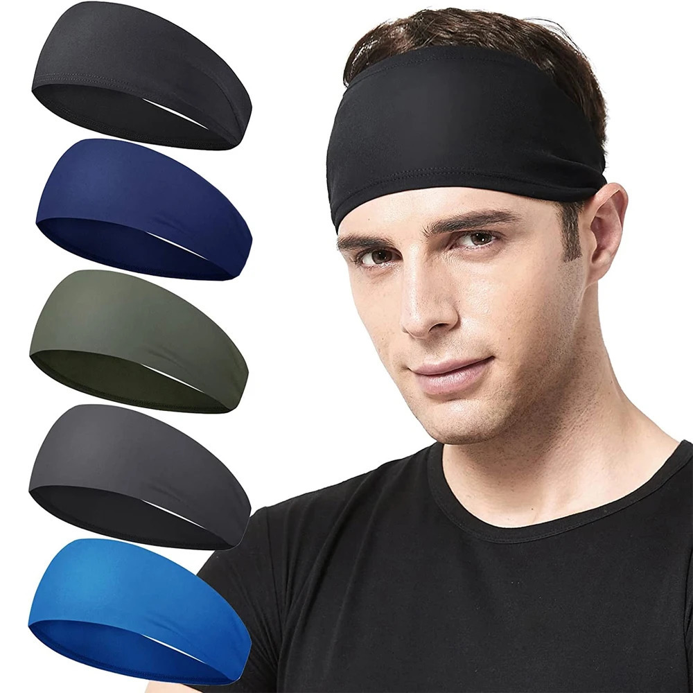 Running Headband for Men Sweatbands Sports Workout Fitness Gym Yoga Unisex Hairband 5 Pack 231226