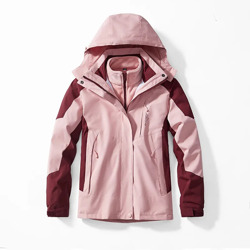 Outdoor Waterproof Suits Men's Women's Two-pieces Sets 3 in 1 Thick Warm Coats Camping Windbreaker Winter Coat Hiking Windproof 231226