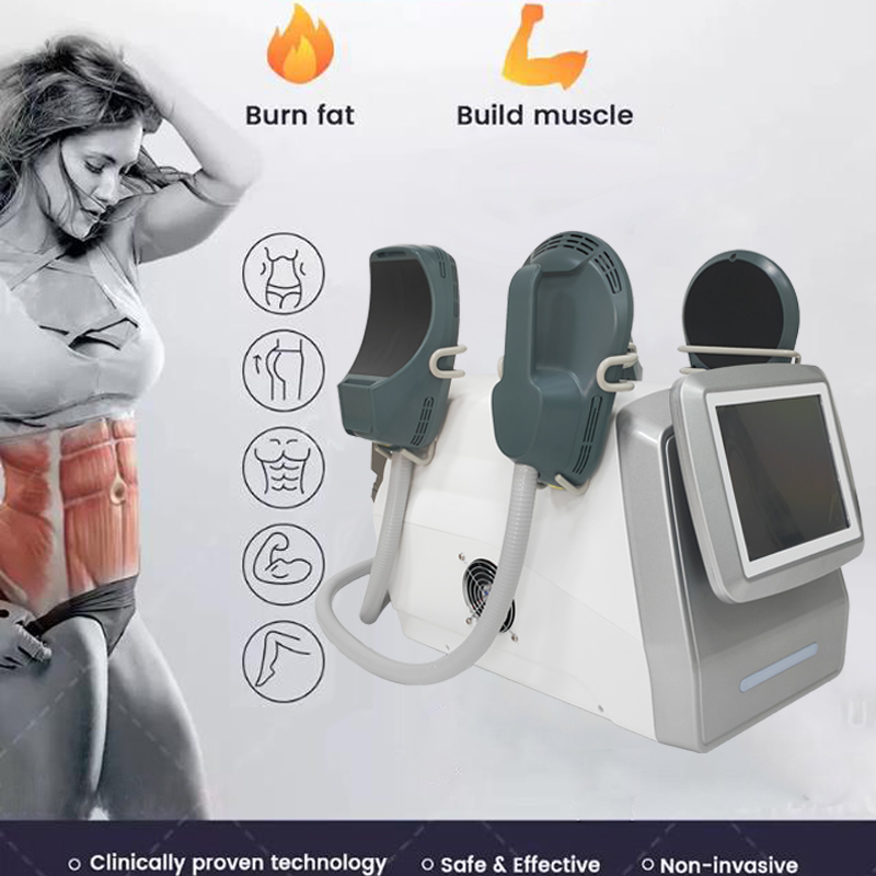 Portable emslim machines muscle stimulator ems slimming tesla sculpt body emt rf skin tighten machine 4 Handles