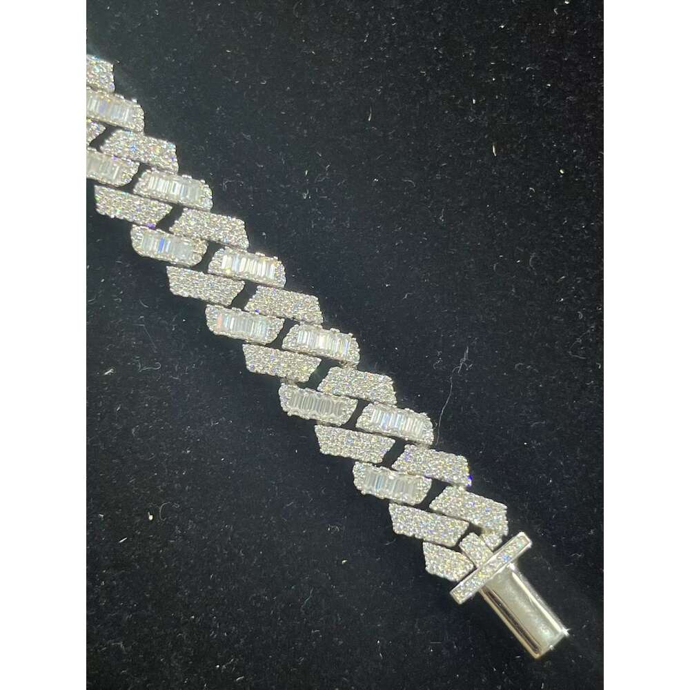 Fashion Fine Jewelry Moissanite Diamond Bracelets Bangles Sliver Cuban Chain
