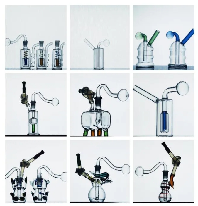New Square HOOKAH Glass Oil Burner Bong Water Pipes with Recycler Mini Hand Bongs with 10mm Male Oils Burners Pipe