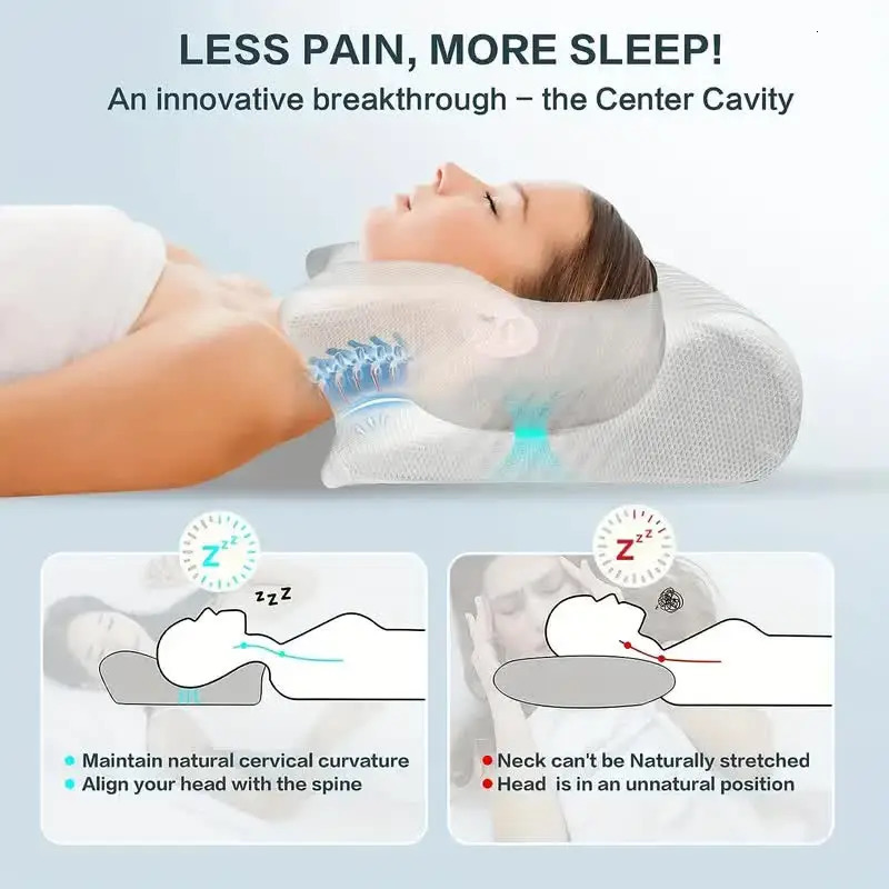 Butterfly Sleep Memory Neck Pillow Slow Rebound Comfortable Memory Foam Sleep Pillow Cervical Orthopedic Neck Massage Bed Pillow 231227