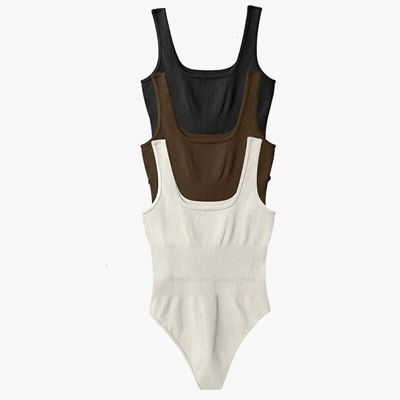 Seamless Sculpting Bodysuit Shapewear Women Square Neck Tummy Control Thong Body Shaper Sexy Ribbed Tank Tops Slimming Jumpsuit 231226