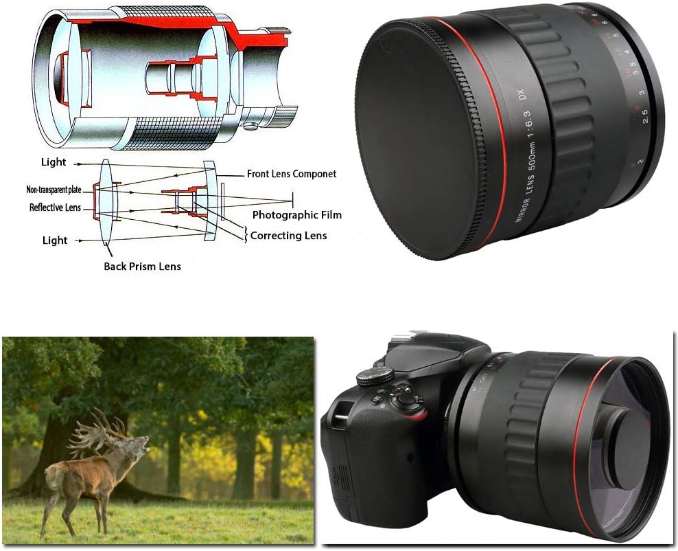 500mm F6.3 Manual Fixed Focus Telephoto Mirror Lens for Canon Nikon Sony Olympus E-PL7 E-PL5 M10 OMD E-M1 Fuji Pentax KP K-1 Mark II K20D K10D K200D K