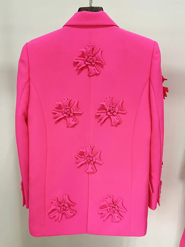 TWOTWINSTYLE Temperament Loose Coats For Women Notched Long Sleeve Double Breasted Patchwork Appliques Solid Blazers Female 2023 231227