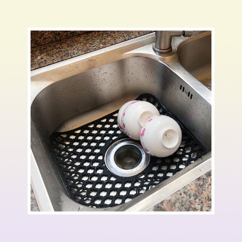 Mats Pads Silicone Sink Protector Mat NonSlip Quick Drying Dish Drain Pad Moisture Mildew Proof Grid Kitchen Storage PadMats2014388