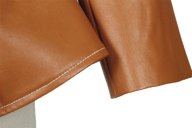 Women's Autumn Jacket Turn-Down Collar Full Sleeves High Waist Zippers Short PU Leather Coat Faux Leather Corset Jacket 231226