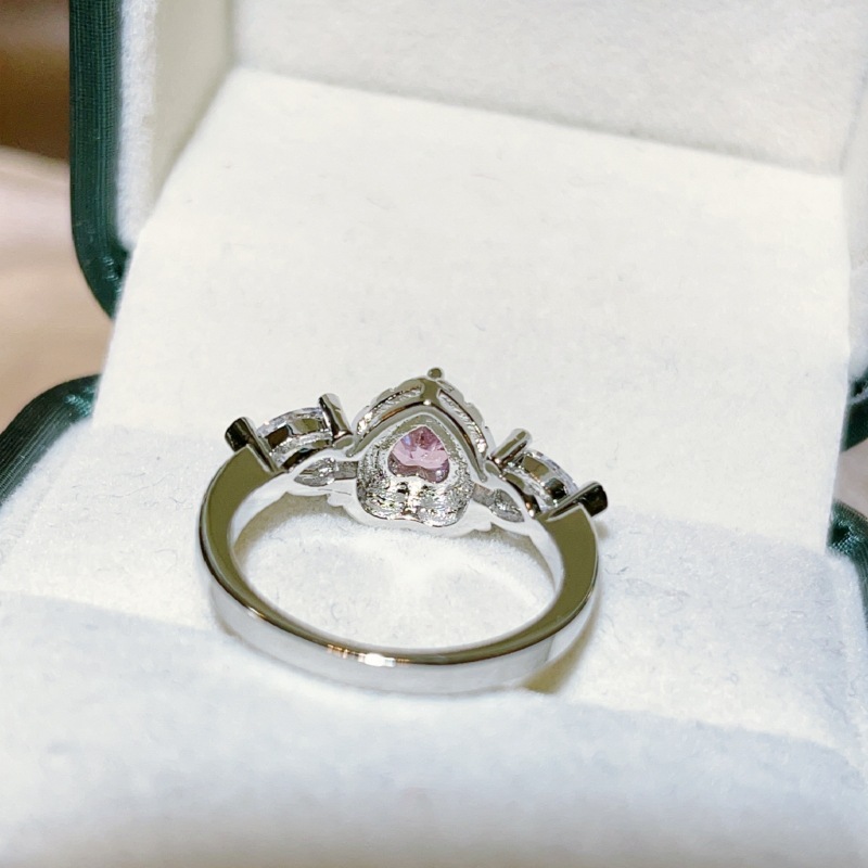 Fashion Hot Love Heart Designer Rings for Women S925 Silver Sweet Girls Lovely Hearts CZ Zircon Pink Crystal Luxury Band Ring Jewelry Valentines Day B