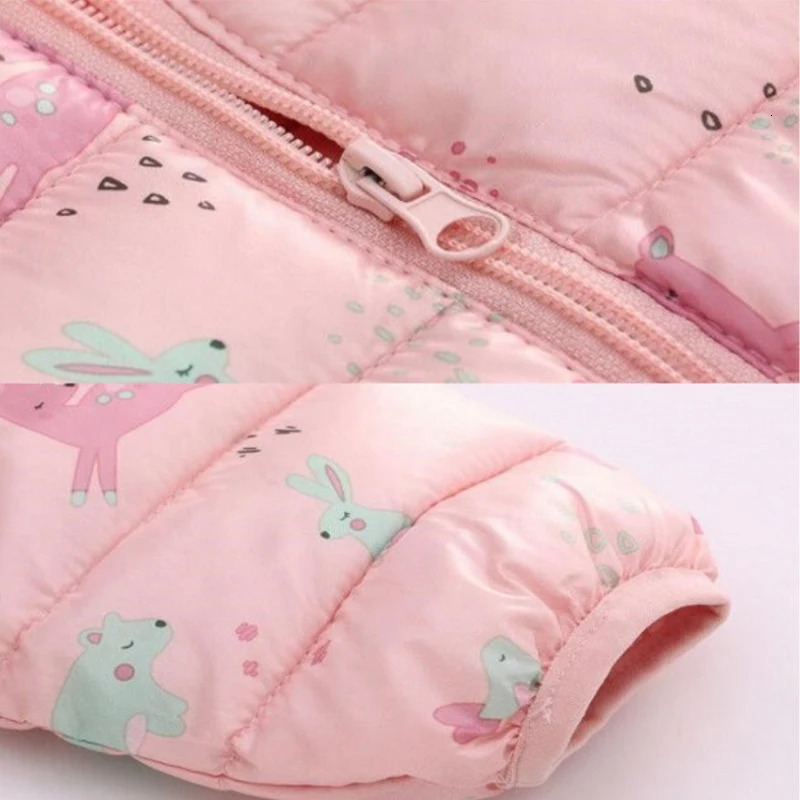 Children Boys Baby Hooded Lightweight Down Jackets Warm Outerwear Autumn Kids Girls Coats Cartoon Dinosaur Print Casual Clothing 231226