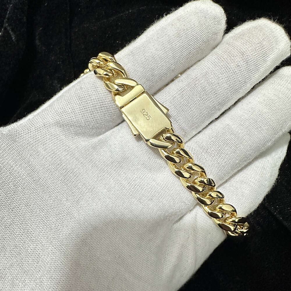 10mm 12mm Iced Out Vvs Moissanite S925 Sterling Silver Miami Cuban Link Chain 14k Plated Gold Men Hiphop Necklace