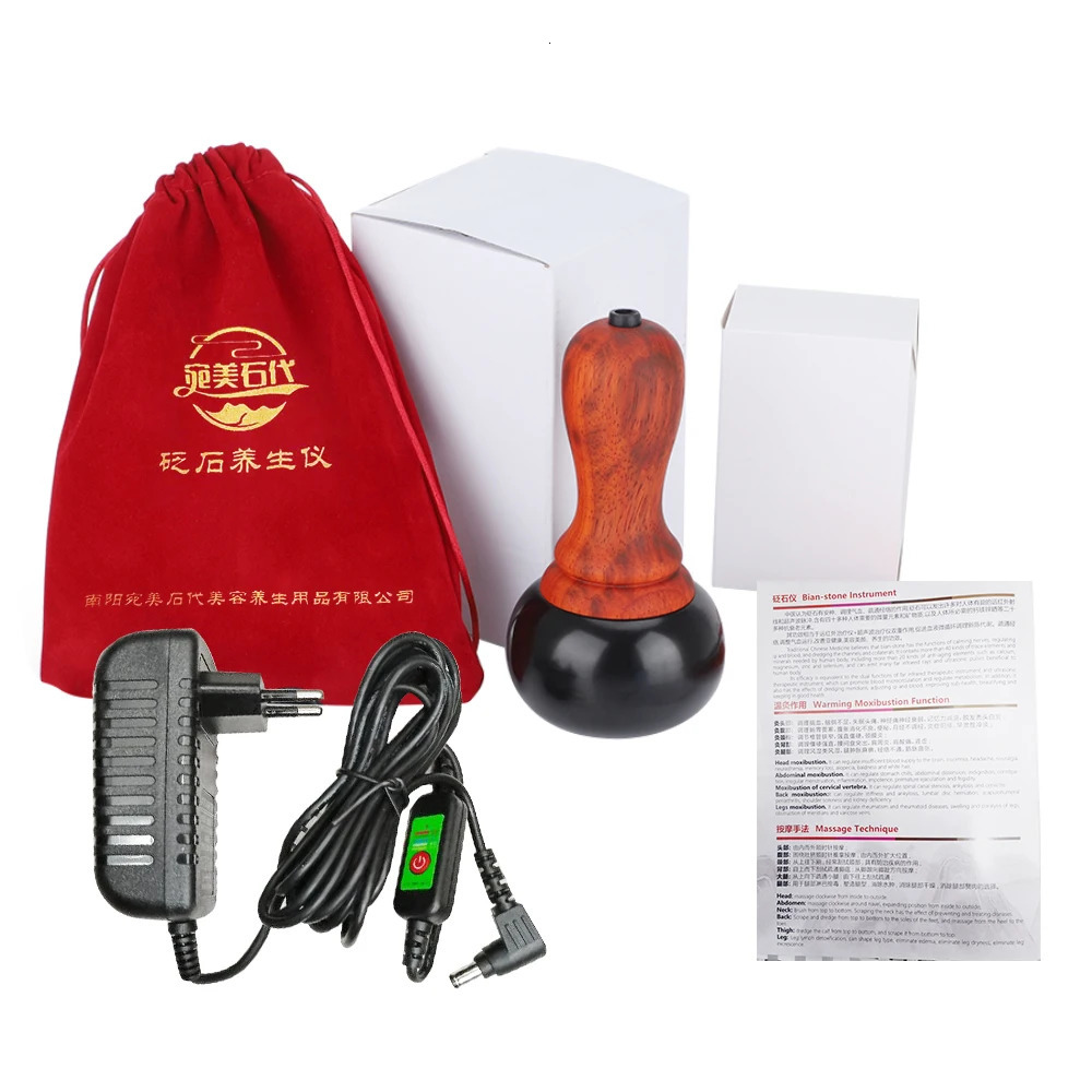 Electric Heating Bian Stone Gua Sha Massager Compress Body Physio Tool Back Face Massage Warm Moxibustion Guasha Tool 231227