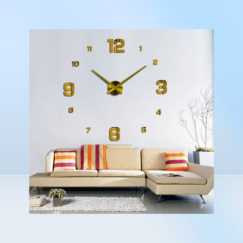 new arrival 3d real big wall clock modern design rushed Quartz clocks fashion watches mirror sticker diy living room decor 2011182584351