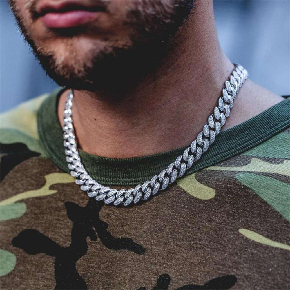 Wholesale Dancer 12mm Moissanite Chain Iced Out Hip Hop Jewelry S925 Sliver 14k Fashion Necklace Cuban Moissanite Chain