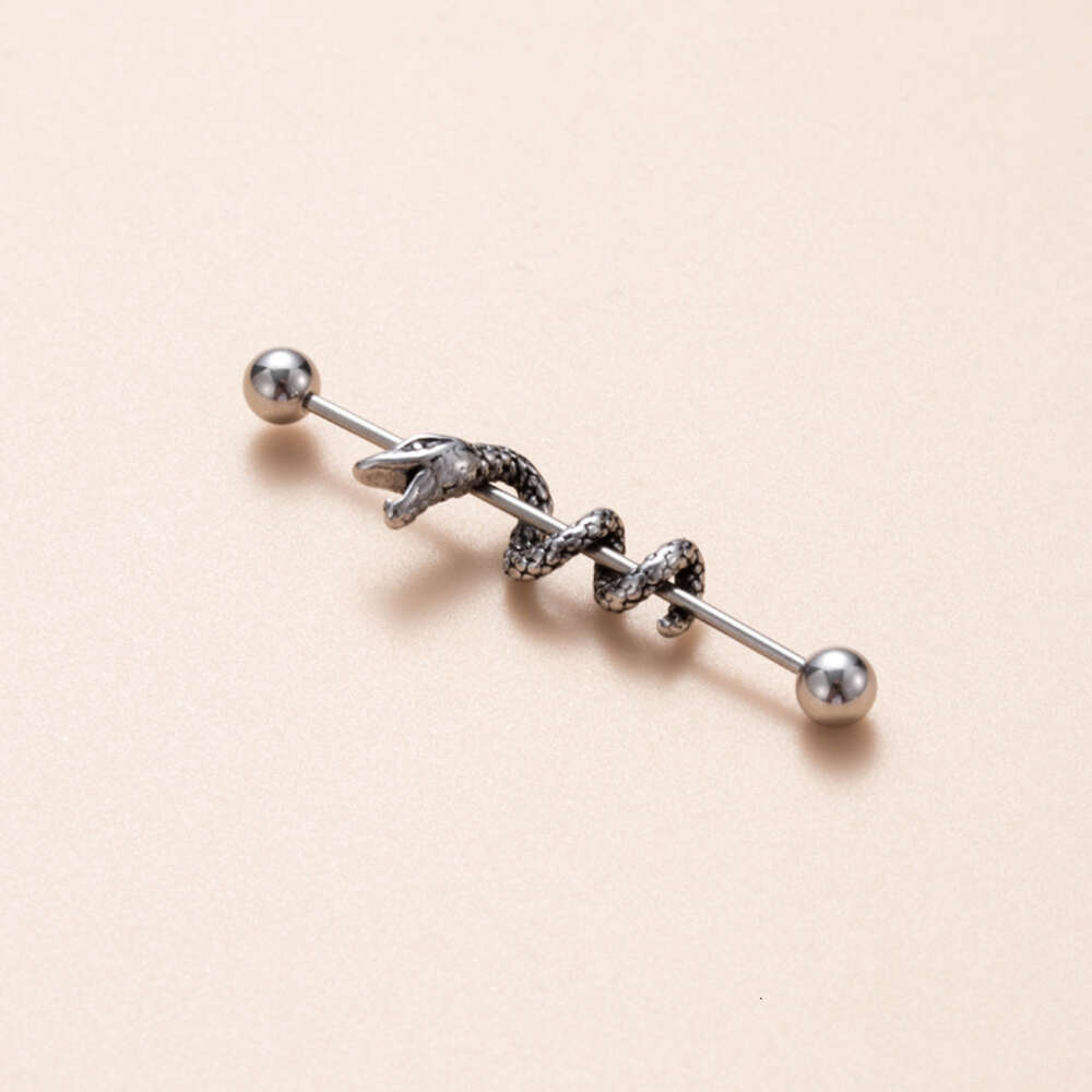 Industrial Surgical Stainless Steel Straight Barbell Helix Ear Bar Ball Cartilage Earring Stud 1.2 Screw Love Snake Ear Bridge Piercing Wolf Tide Body