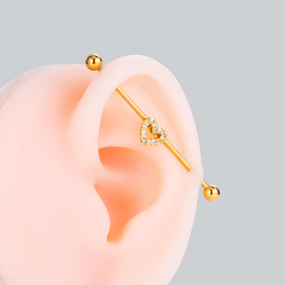 Straight Stainless Steel Industrial Surgical Barbell Helix Ear Bar Ball Cartilage Earring Stud 1.2mm Rod Heart Wings Bridge Nail Earrings Piercing Bod