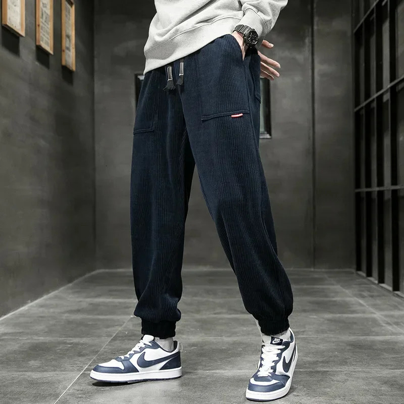 Autumn Winter Corduroy Sweatpants Men Baggy Joggers Fashion Streetwear Loose Casual Harem Pants Plus SIze 8XL 231226