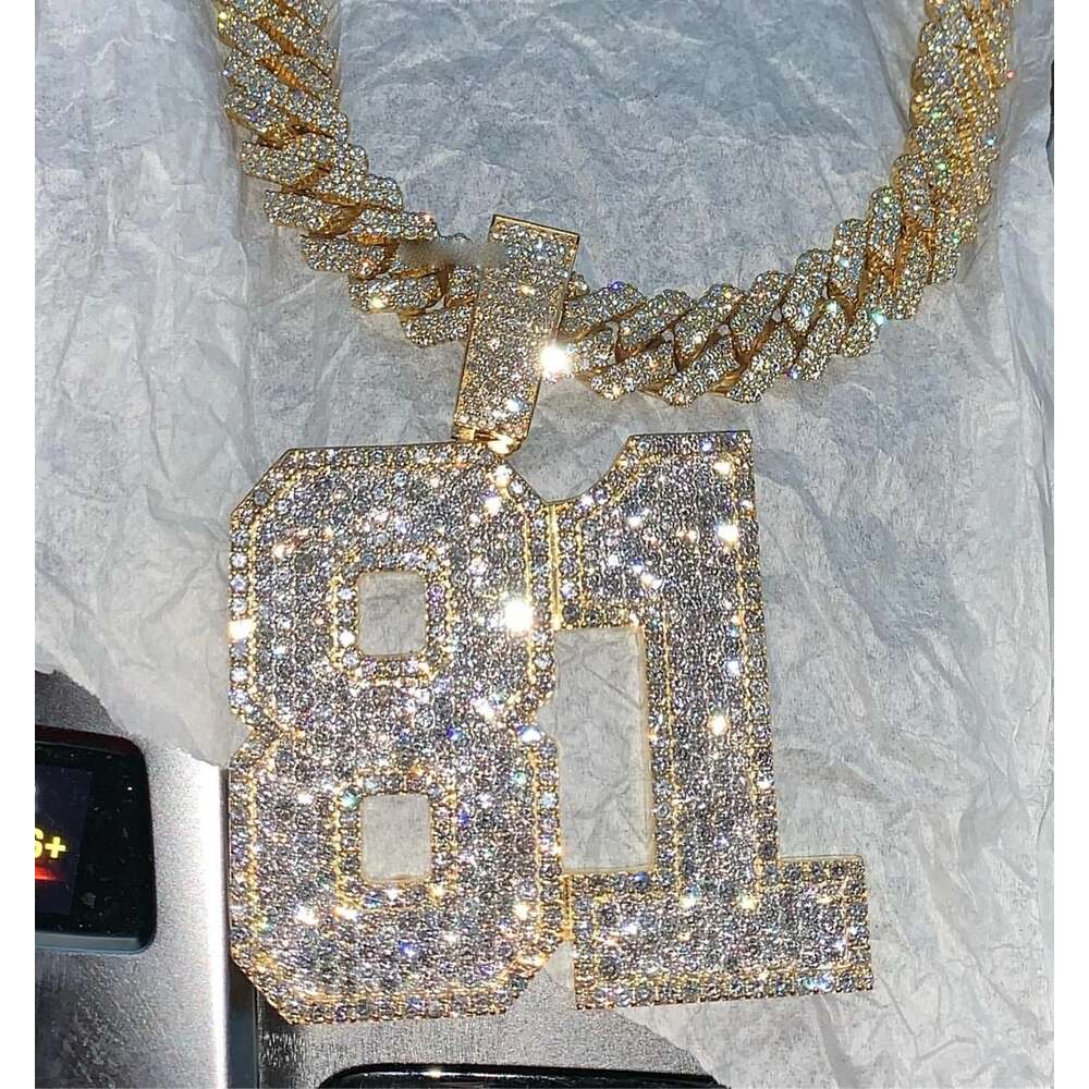 Pass Diamond Tester Hip Hop Jewelry S925 with Vvs Moissanite Customize Jewelry Diamond Custom Pendant Number Pendant