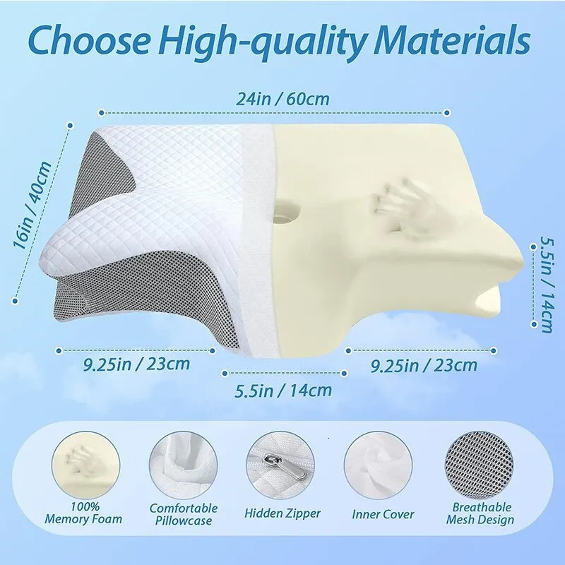 Butterfly Sleep Memory Neck Pillow Slow Rebound Comfortable Memory Foam Sleep Pillow Cervical Orthopedic Neck Massage Bed Pillow 231227