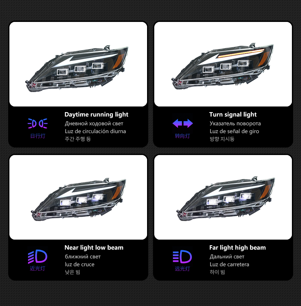 Headlight Assembly for Lexus ES200 2013-2014 ES300 DRL Moving Turn Signal LED Lens Front Light Lamps