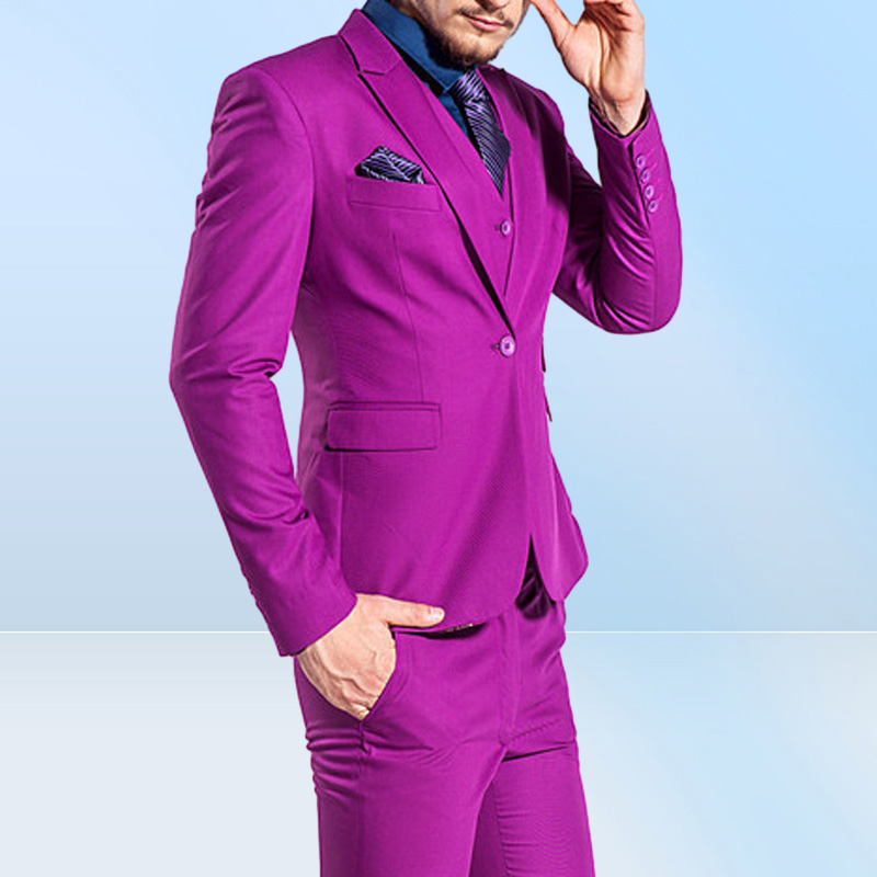 Three Piece Wedding Tuxedos for Groom Wear Peaked Lapel Slim Fit One Button Dinner Party Formal Men Suits