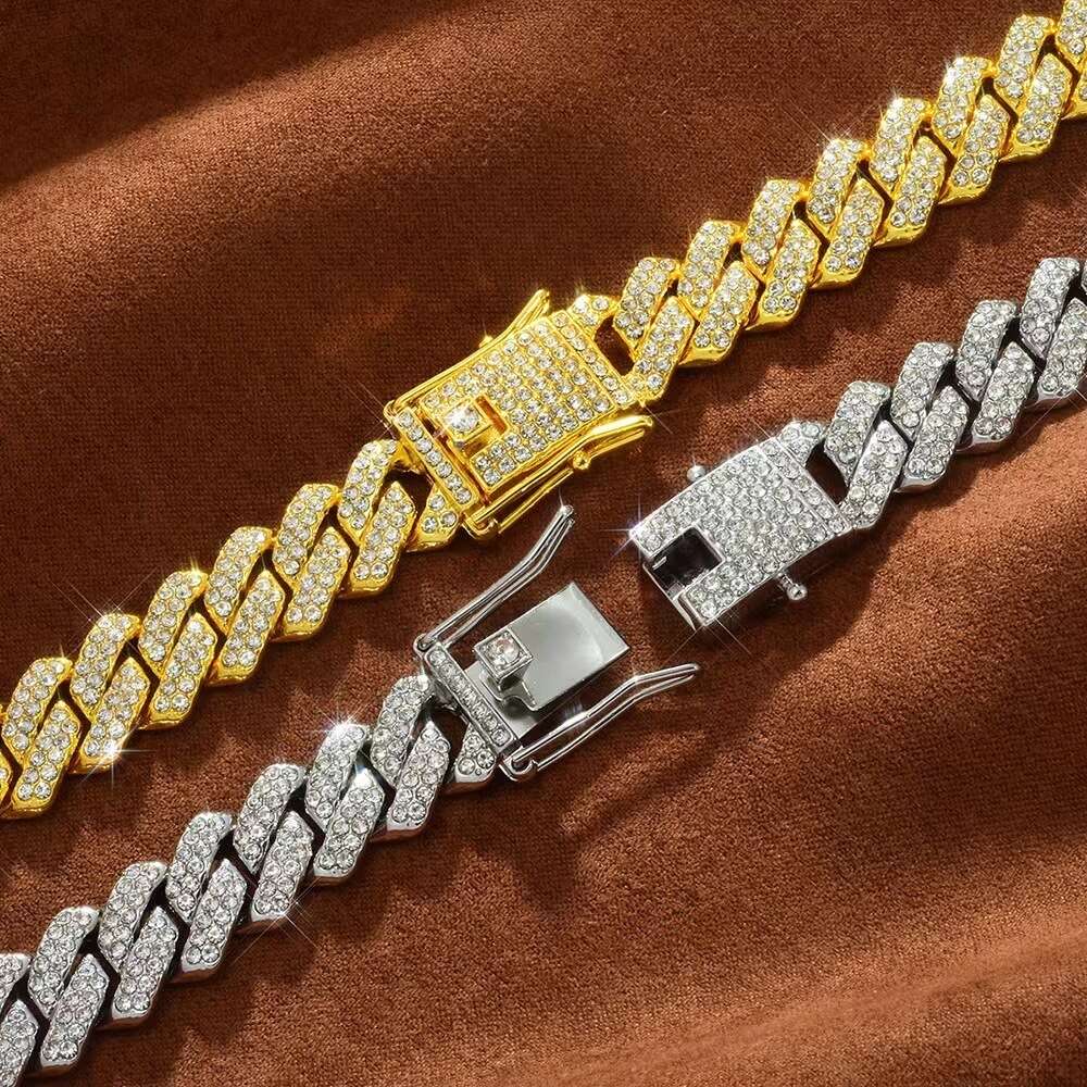High Quality 18 MM 3 Rows VVS Moissanite Jewelry Rose Gold Plated Cuban Chain Hip-hop Necklace For Men Or Women