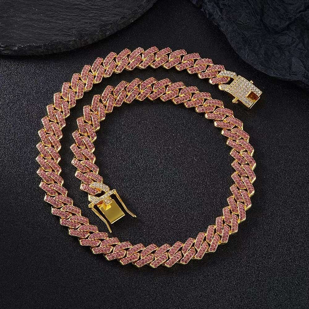 High Quality 18 MM 3 Rows VVS Moissanite Jewelry Rose Gold Plated Cuban Chain Hip-hop Necklace For Men Or Women