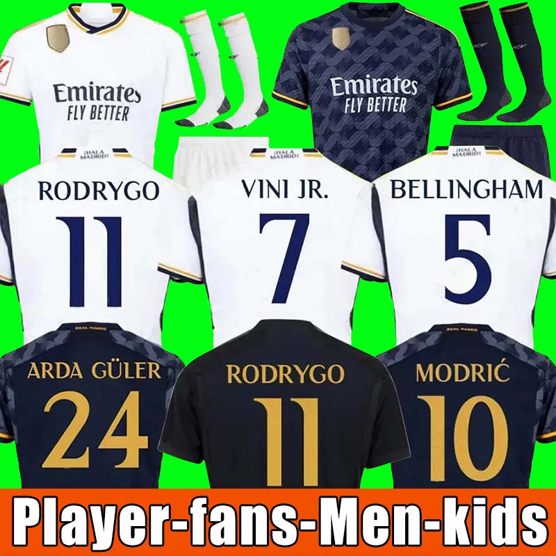 Fans Player BELLINGHAM VINI JR soccer jerseys 23 24 TCHOUAMENI CAMAVINGA ALABA MODRIC RODRYGO 2023 2024 REAL MADRIDS Men women / kids kit uniforms football shirt