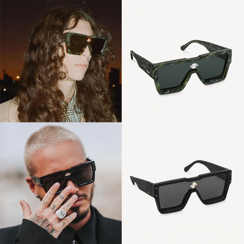 Cyclone Sunglasses 1:1 millionaire Sunglasses oversize square acetate frame front with reflective crystal temples with gold and silver metal letters Z1547 cool man