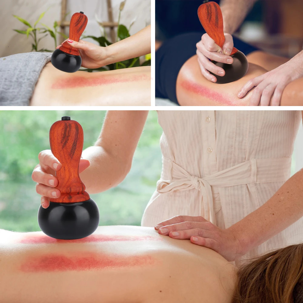 PASTSKY Stone Electric Gua Sha Massager Bian Stone Guasha Tool Skin Scraping Back Face Massage Body Warm Moxibustion 231227