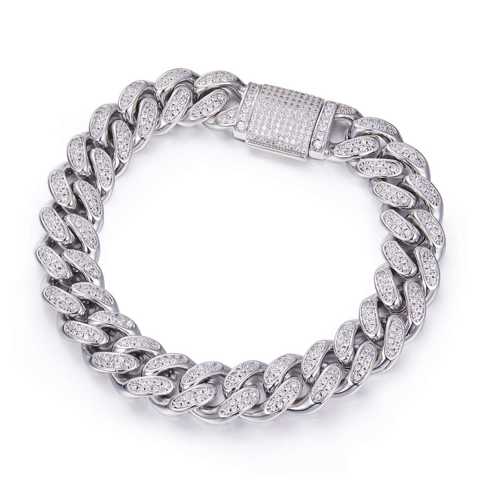 Wholesale Dancer 12mm Moissanite Chain Iced Out Hip Hop Jewelry S925 Sliver 14k Fashion Necklace Cuban Moissanite Chain