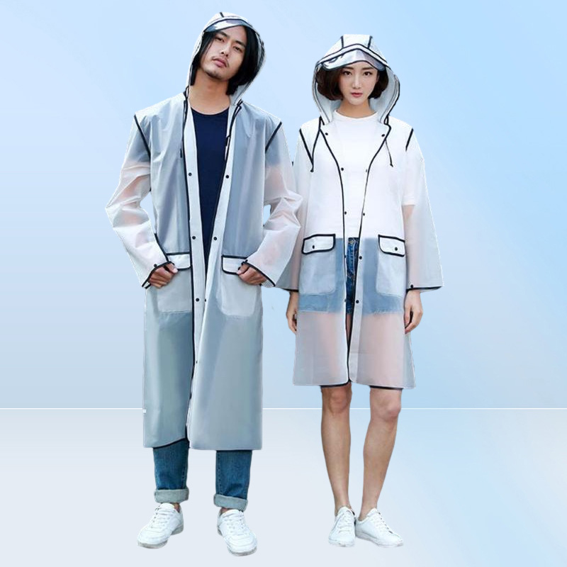 Raincoats Rain Coat Hood Waterproof Rainwear Adult Emergency Transparent EVA Unisex Poncho Hooded Cover Raincoat15058905