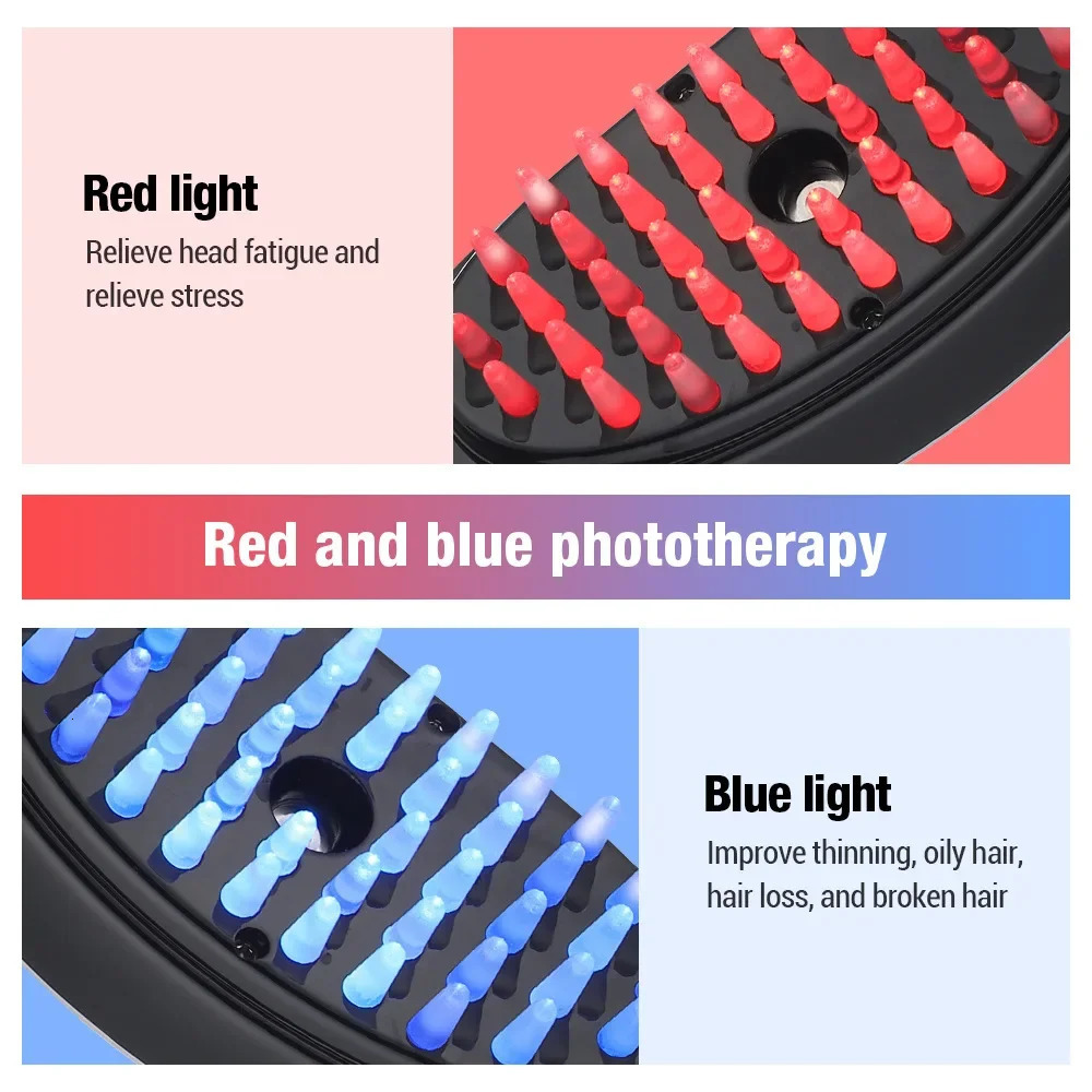 Electric Head Massage Comb Scalp Head Meridian Massager Health Care Anti Hair Loss Scalp Brush Negative Ion Spray Hair Growth 231227