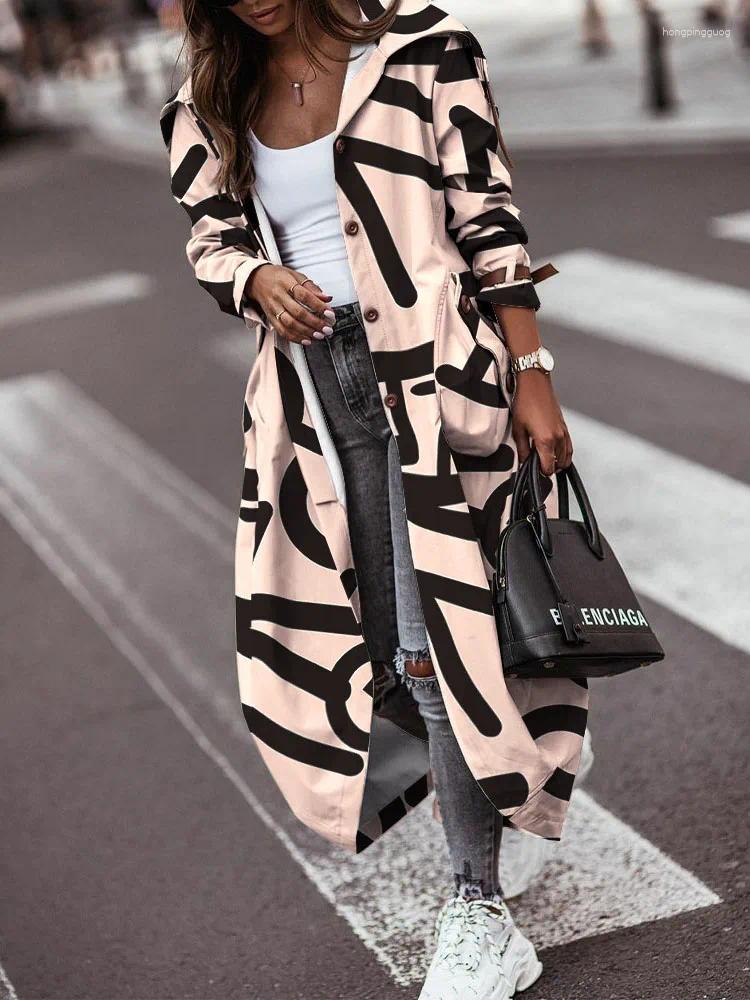 Women's Trench Coats All-match Coat Women Korean Fashion 2023 Fall Single Breasted Pocket Design Belted Hem CasualElegant Oversize Jacket