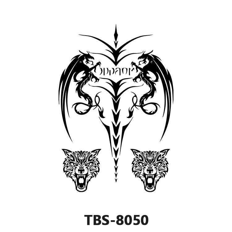 Personalized black and white colored totem tattoo sticker, waterproof durable small flower arm animal tattoo, temporary chest