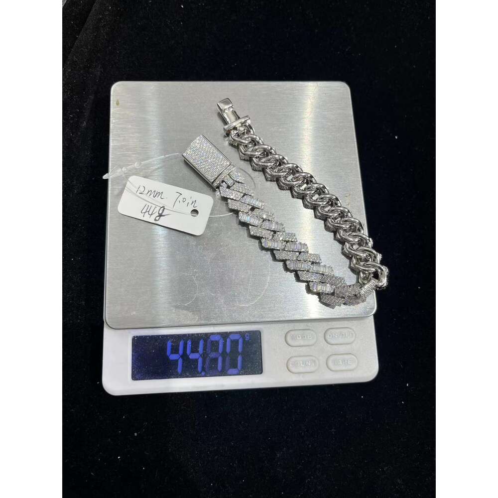 Fashion Fine Jewelry Moissanite Diamond Bracelets Bangles Sliver Cuban Chain
